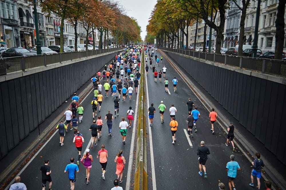 People running on the road.